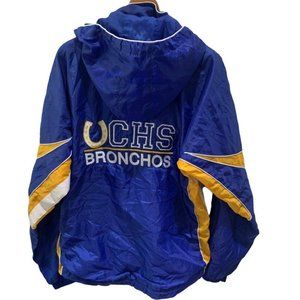 Vtg GTM Men Small 80s CHS Broncho Color block full zip Windbreaker Track Jacket